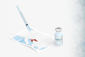 vacunación de croacia, inyección con vacuna covid-19 en el mapa de croacia.