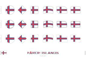 conjunto de banderas de las islas feroe, banderas simples de las islas feroe con tres efectos diferentes. vector