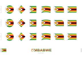 Zimbabwe flag set, simple flags of Zimbabwe with three different effects. vector