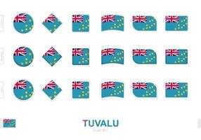 conjunto de banderas de tuvalu, banderas simples de tuvalu con tres efectos diferentes. vector