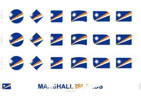 conjunto de banderas de las islas marshall, banderas simples de las islas marshall con tres efectos diferentes. vector