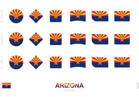 Arizona flag set, simple flags of Arizona with three different effects. vector