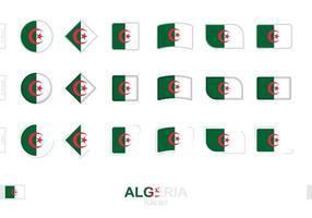 Algeria flag set, simple flags of Algeria with three different effects. vector