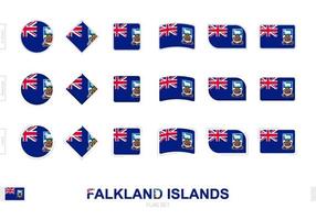 Falkland Islands flag set, simple flags of Falkland Islands with three different effects. vector