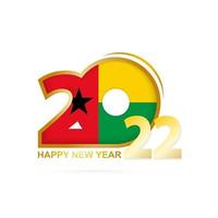 año 2022 con patrón de bandera de guinea-bissau. diseño de feliz año nuevo. vector