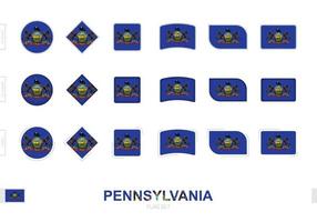 Pennsylvania flag set, simple flags of Pennsylvania with three different effects. vector