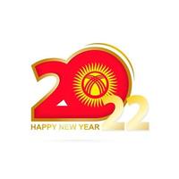 Year 2022 with Kyrgyzstan Flag pattern. Happy New Year Design. vector