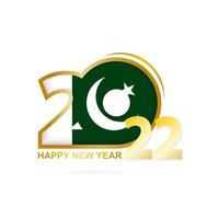 Year 2022 with Pakistan Flag pattern. Happy New Year Design. vector