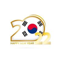 año 2022 con patrón de bandera de corea del sur. diseño de feliz año nuevo. vector