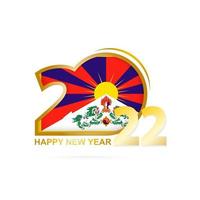 año 2022 con patrón de bandera tibet. diseño de feliz año nuevo. vector