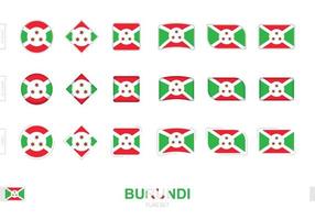 conjunto de banderas de burundi, banderas simples de burundi con tres efectos diferentes. vector