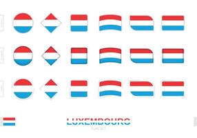 Luxembourg flag set, simple flags of Luxembourg with three different effects. vector