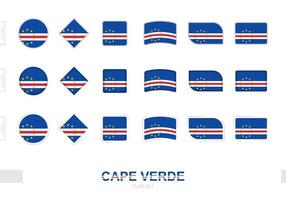 juego de banderas de cabo verde, banderas simples de cabo verde con tres efectos diferentes. vector