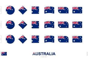 conjunto de banderas de australia, banderas simples de australia con tres efectos diferentes. vector