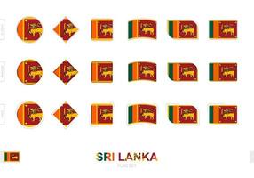 Sri Lanka flag set, simple flags of Sri Lanka with three different effects. vector