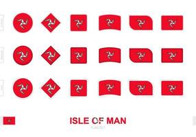 Isle of Man flag set, simple flags of Isle of Man with three different effects. vector