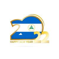 Year 2022 with Nicaragua Flag pattern. Happy New Year Design. vector