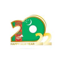 Year 2022 with Turkmenistan Flag pattern. Happy New Year Design. vector
