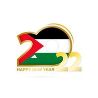 Year 2022 with Palestine Flag pattern. Happy New Year Design. vector