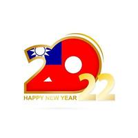 Year 2022 with Taiwan Flag pattern. Happy New Year Design. vector