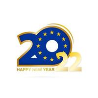 Year 2022 with European Union Flag pattern. Happy New Year Design. vector