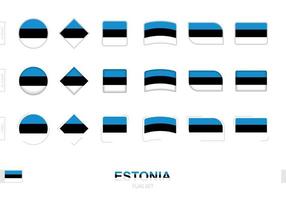 Estonia flag set, simple flags of Estonia with three different effects. vector