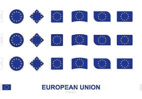 European Union flag set, simple flags of European Union with three different effects. vector