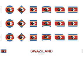 Swaziland flag set, simple flags of Swaziland with three different effects. vector