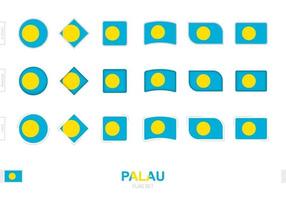 Palau flag set, simple flags of Palau with three different effects. vector