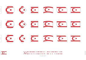 Northern Cyprus flag set, simple flags of Northern Cyprus with three different effects. vector