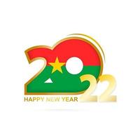 año 2022 con patrón de bandera de burkina faso. diseño de feliz año nuevo. vector