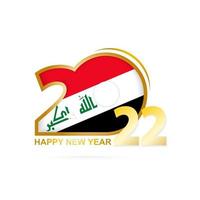 Year 2022 with Iraq Flag pattern. Happy New Year Design. vector