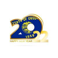 año 2022 con patrón de bandera de oregon. diseño de feliz año nuevo. vector