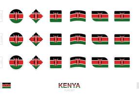 Kenya flag set, simple flags of Kenya with three different effects. vector
