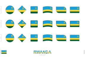 Rwanda flag set, simple flags of Rwanda with three different effects. vector