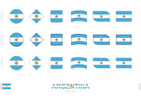 Argentina flag set, simple flags of Argentina with three different effects. vector