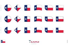 Texas flag set, simple flags of Texas with three different effects. vector