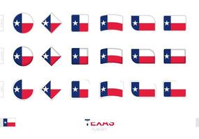 Texas flag set, simple flags of Texas with three different effects. vector