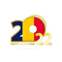 Year 2022 with Chad Flag pattern. Happy New Year Design. vector