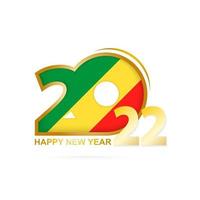 Year 2022 with Congo Flag pattern. Happy New Year Design. vector