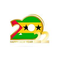 Year 2022 with Sao Tome and Principe Flag pattern. Happy New Year Design. vector