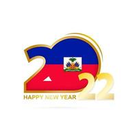 Year 2022 with Haiti Flag pattern. Happy New Year Design. vector