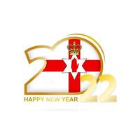 año 2022 con patrón de bandera de irlanda del norte. diseño de feliz año nuevo. vector