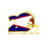 Year 2022 with American Samoa Flag pattern. Happy New Year Design. vector