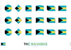 el conjunto de banderas de las bahamas, banderas simples de las bahamas con tres efectos diferentes. vector