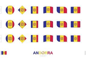 Andorra flag set, simple flags of Andorra with three different effects. vector