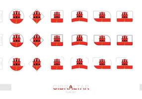 Gibraltar flag set, simple flags of Gibraltar with three different effects. vector