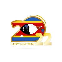 Year 2022 with Swaziland Flag pattern. Happy New Year Design. vector