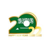 año 2022 con patrón de bandera de arabia saudita. diseño de feliz año nuevo. vector