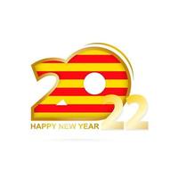 año 2022 con patrón de bandera de cataluña. diseño de feliz año nuevo. vector